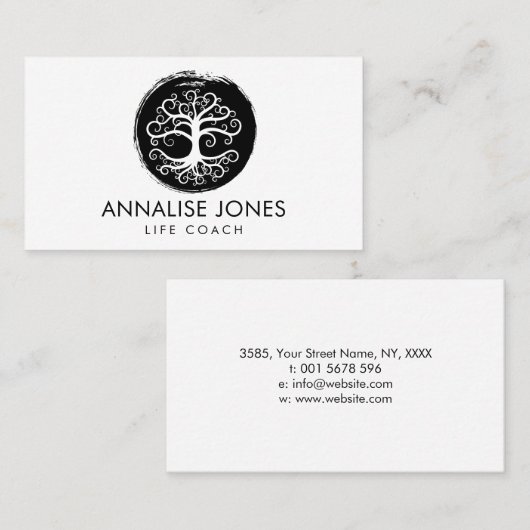 人生のYggdrasilの木-黒および白 名刺 (正面/裏面)