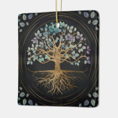 人生のYggdrasil -金ゴールド及び色彩の鮮やかな質の木 セラミックオーナメント (左)