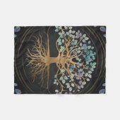 人生のYggdrasil -金ゴールド及び色彩の鮮やかな質の木 フリースブランケット (正面(横))