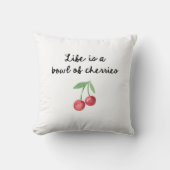 人生はさくらんぼ | かわいいレトロスクリプト クッション (正面)
