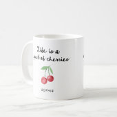 人生はさくらんぼ | かわいいレトロスクリプト コーヒーマグカップ (正面左)