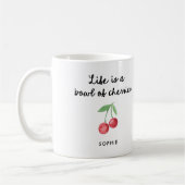 人生はさくらんぼ | かわいいレトロスクリプト コーヒーマグカップ (左)