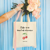 人生はさくらんぼ | かわいいレトロスクリプト トートバッグ