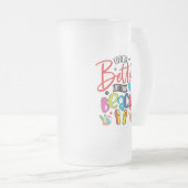 人生はより良いビーチ-おもしろい夏デザイン  フロストグラスビールジョッキ (正面右)