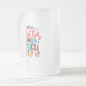 人生はより良いビーチ-おもしろい夏デザイン  フロストグラスビールジョッキ (正面左)