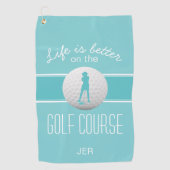 人生はより良い女性ゴルファーモノグラムのティール（緑がかった色）シック ゴルフタオル (正面)