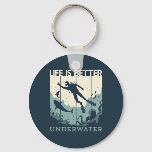 人生はより良い水中スキューバダイバー キーホルダー (正面)