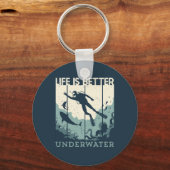 人生はより良い水中スキューバダイバー キーホルダー (正面)
