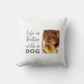 人生はより良い犬2写真名ホワイトグレー クッション (正面)