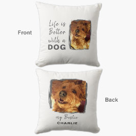 人生はより良い犬2写真名ホワイトグレー クッション