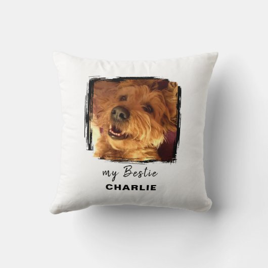 人生はより良い犬2写真名ホワイトブラック クッション (裏面)