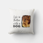 人生はより良い犬2写真名ホワイトブラック クッション (正面)