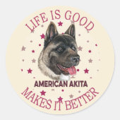 人生はアメリカの秋田が良い ラウンドシール (正面)