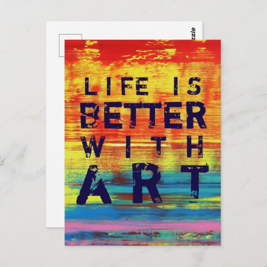 人生はアートで良い – 赤い黄色の抽象芸術アート ポストカード (正面/裏面)