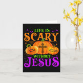 人生はイエスなしの怖い秋ハロウィンクリスティー カード (黄色い花)