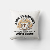 人生はイエスに甘い – キリスト教信仰ティーカップ クッション (正面)