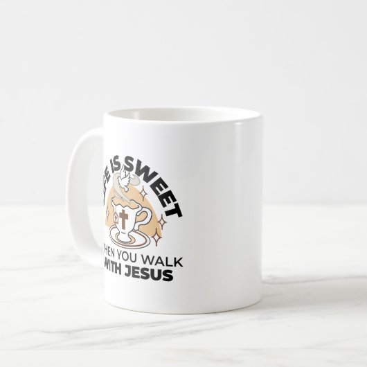 人生はイエスに甘い – キリスト教信仰ティーカップ コーヒーマグカップ (正面左)