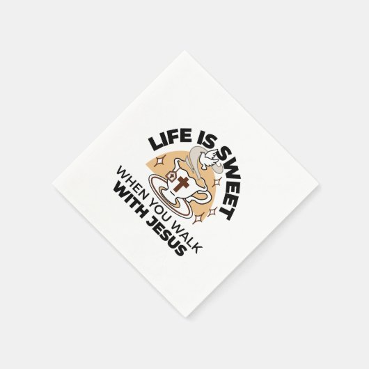 人生はイエスに甘い – キリスト教信仰ティーカップ スタンダードカクテルナプキン (角)