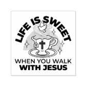 人生はイエスに甘い – キリスト教信仰ティーカップ セルフインキングスタンプ (デザイン)