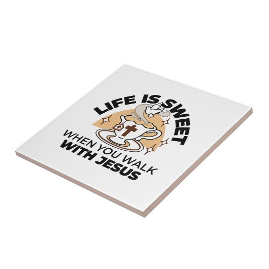 人生はイエスに甘い – キリスト教信仰ティーカップ タイル (側面)