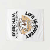 人生はイエスに甘い – キリスト教信仰ティーカップ タペストリー (正面(横))