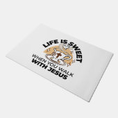 人生はイエスに甘い – キリスト教信仰ティーカップ ドアマット (アングル)