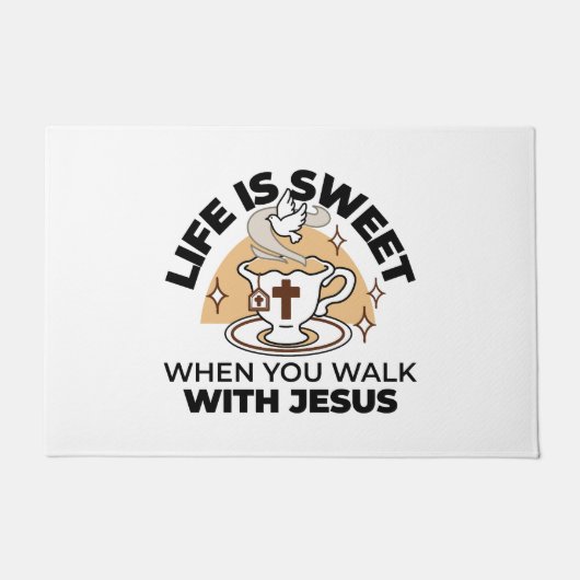 人生はイエスに甘い – キリスト教信仰ティーカップ ドアマット (正面)
