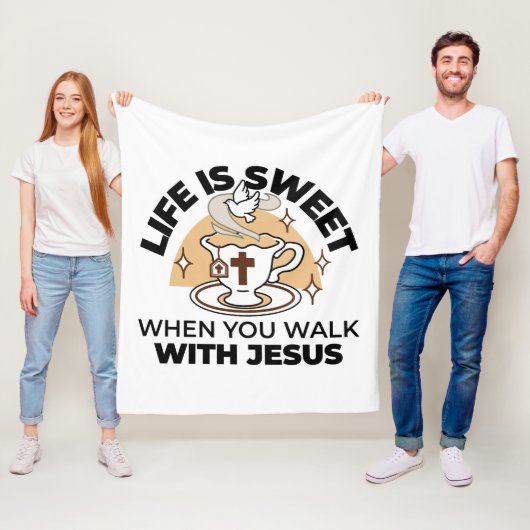 人生はイエスに甘い – キリスト教信仰ティーカップ フリースブランケット (インサイチュ)
