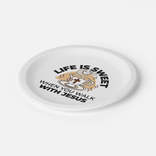 人生はイエスに甘い – キリスト教信仰ティーカップ ペーパープレート (アングル)