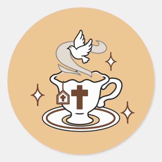 人生はイエスに甘い – キリスト教信仰ティーカップ ラウンドシール (正面)