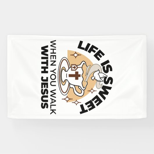 人生はイエスに甘い – キリスト教信仰ティーカップ 横断幕 (横)