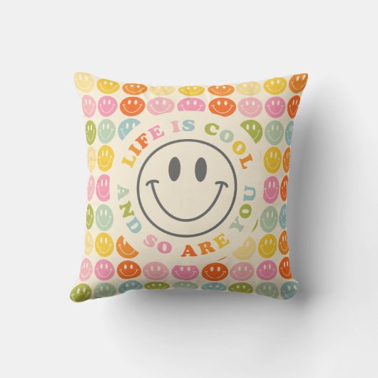 人生はカッコいい幸せな笑顔顔絵文字 クッション (裏面)
