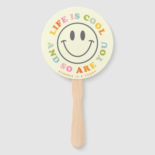 人生はカッコいい幸せな笑顔顔絵文字 ハンドファン (裏面)