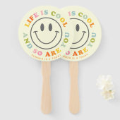 人生はカッコいい幸せな笑顔顔絵文字 ハンドファン (正面&裏面)