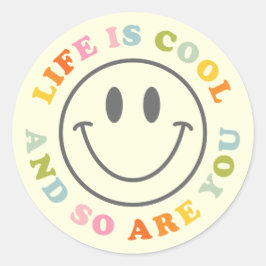 人生はカッコいい幸せな笑顔顔絵文字 ラウンドシール