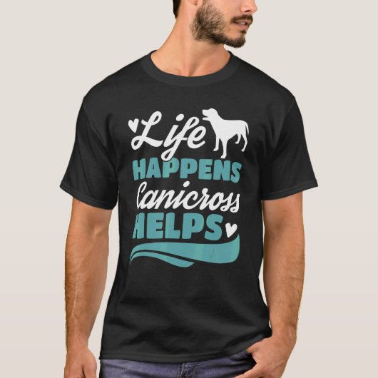 人生はカニクロ救済スランニングの犬の子犬Ru起こる Tシャツ (正面)