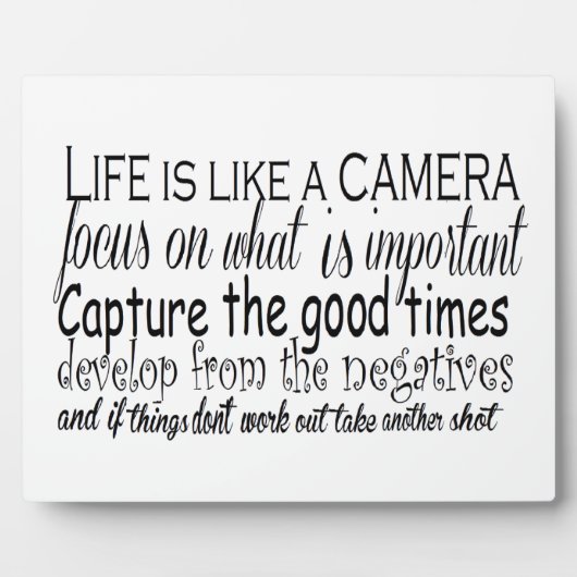 人生はカメラのようなものだ フォトプラーク (正面)