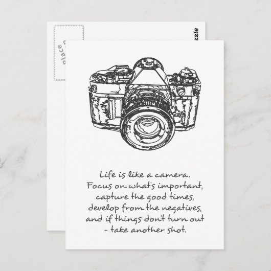 人生はカメラの引用文のように白黒 ポストカード (正面/裏面)