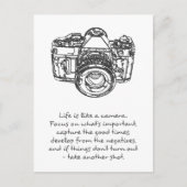 人生はカメラの引用文のように白黒 ポストカード (正面)