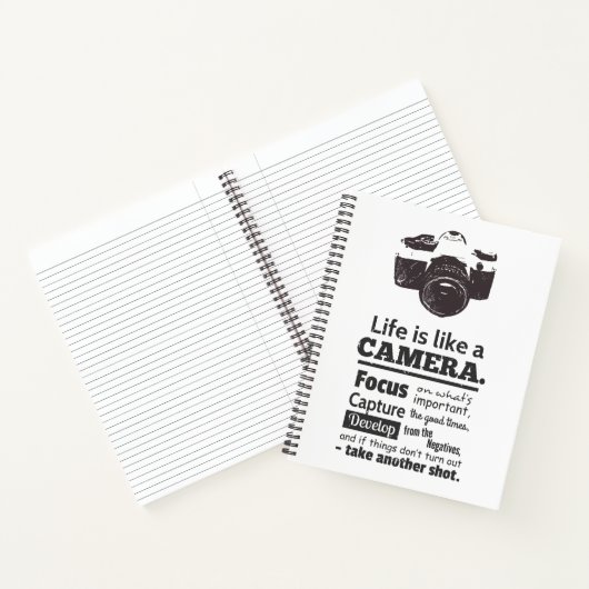 人生はカメラの引用文ノートブックやる気を起こさせるのようなもの ノートブック (内部)