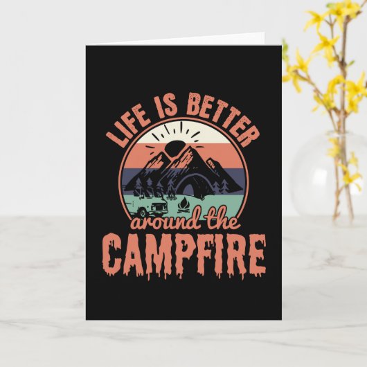 人生はキャンプファイアのまわりにキャンピングギフトより良い カード (黄色い花)