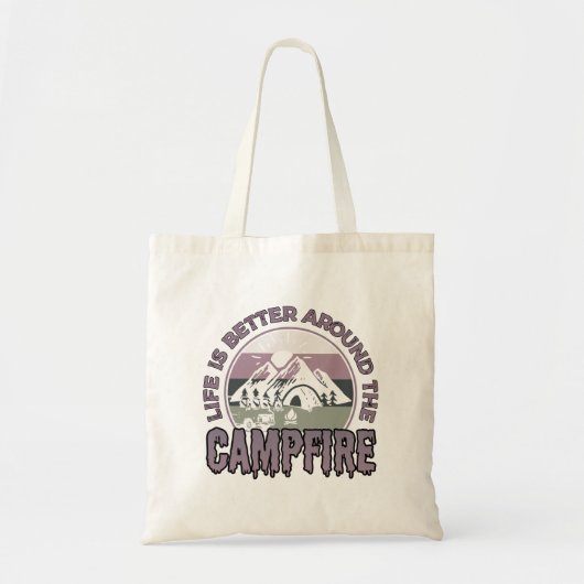 人生はキャンプファイアのまわりにキャンピングギフトより良い トートバッグ (正面)