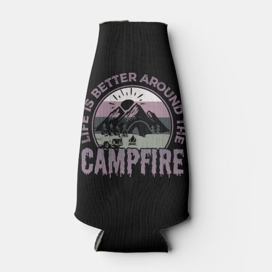 人生はキャンプファイアのまわりにキャンピングギフトより良い ボトルクーラー (正面)