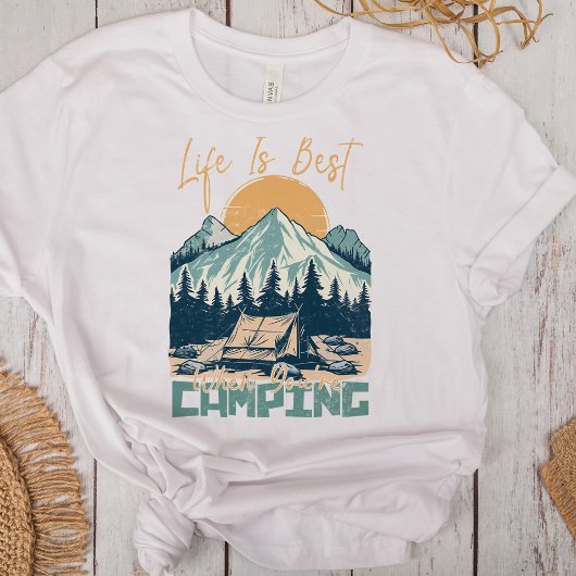 "人生はキャン最高のプ中の時だ"レトロ山 Tシャツ