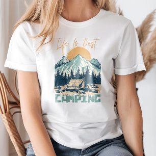 "人生はキャン最高のプ中の時だ"レトロ山 Tシャツ