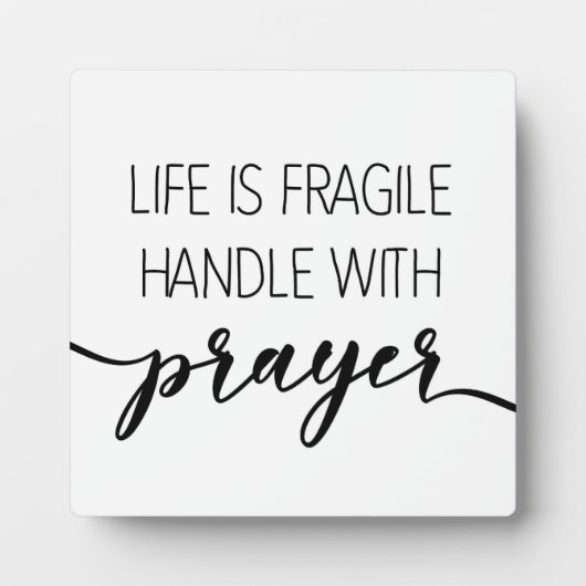 人生はキリスト教のサインと祈りの言葉の壊れやすいハンドル フォトプラーク (正面)