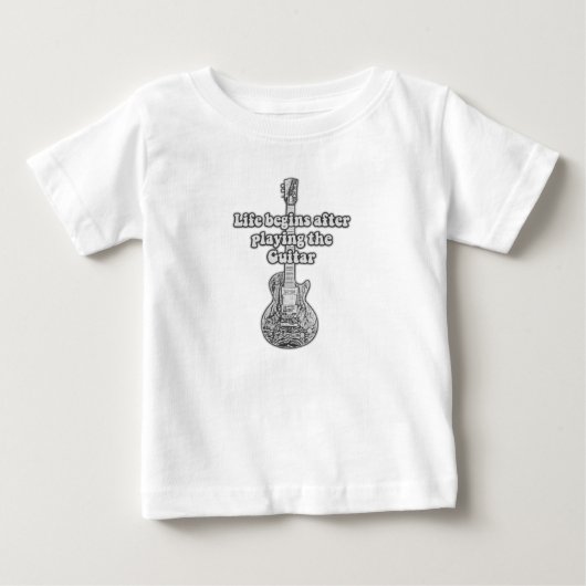 人生はギタ遊ーの後から始まる。ブラック&whit ベビーTシャツ (正面)
