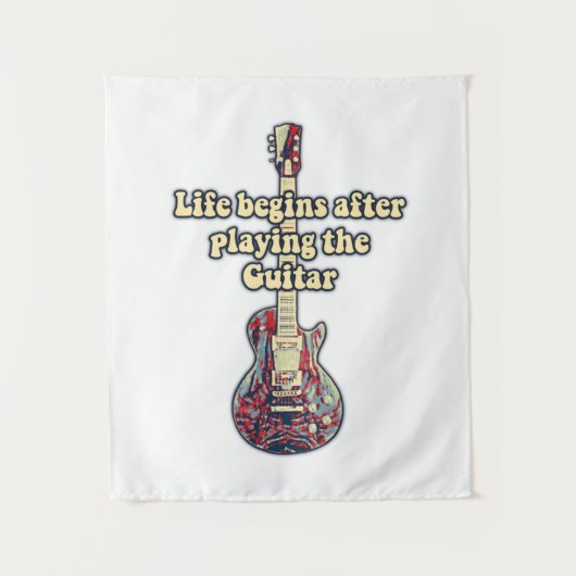 人生はギタ遊ーの後から始まる。レトロカラー タペストリー (正面)