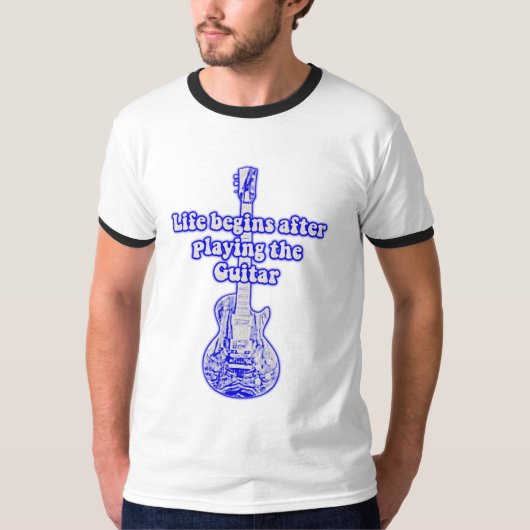 人生はギタ遊ーの後から。ヴィンテージブルー Tシャツ (正面)