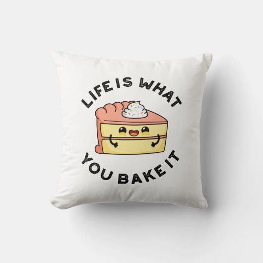 人生はケーキを焼くものおもしろいである クッション (正面)